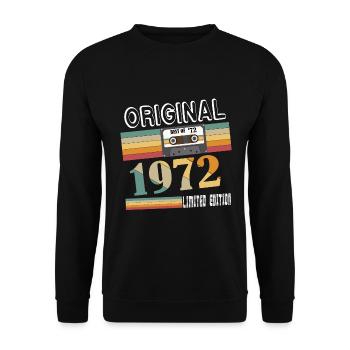 1972 Vintage Jahrgang Retro Geburtstag Geschenk - Unisex Pullover - Schwarz - Vorne - Alina (178cm) & Michal (187cm)