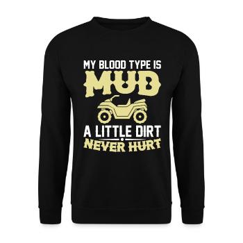 Meine Blutgruppe Ist Dreck Ein Bisschen Dreck Quad - Unisex Pullover - Schwarz - Vorne - Alina (178cm) & Michal (187cm)