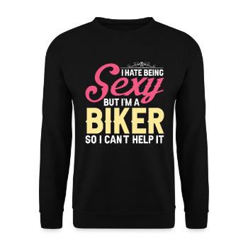 Lustiger Motorrad Spruch - Unisex Pullover - Schwarz - Vorne - Alina (178cm) & Michal (187cm)