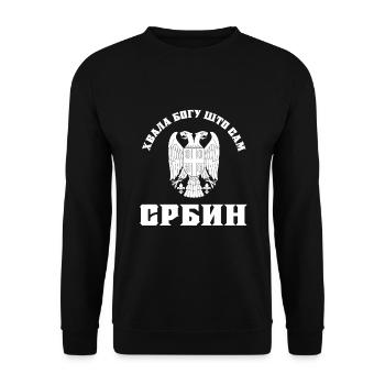 Serbie Srbin Hvala Bogu sto Srbin Srbija - Sweat-shirt Unisexe - noir - Devant - Alina (178cm) & Michal (187cm)