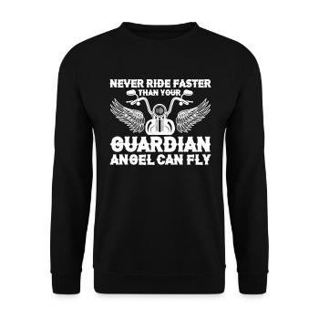 Fahren Sie Niemals Schneller Als Ihr Schutzengel - Unisex Pullover - Schwarz - Vorne - Alina (178cm) & Michal (187cm)