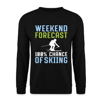 Wochenend Vorhersage 100% Chance Zum Skifahren - Unisex Pullover - Schwarz - Vorne - Alina (178cm) & Michal (187cm)