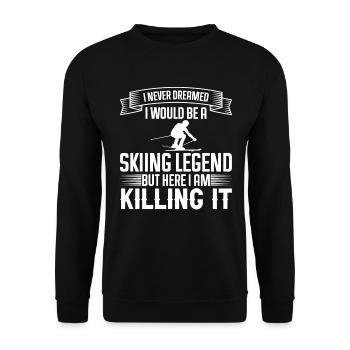Ich Habe Nie Geträumt Dass Ich Eine Skilegende - Unisex Pullover - Schwarz - Vorne - Alina (178cm) & Michal (187cm)