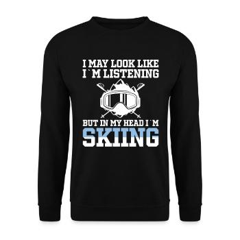 Skiing Ski lovers Mountains in winter - Unisex Sweatshirt - black - Front - Alina (178cm) & Michal (187cm)