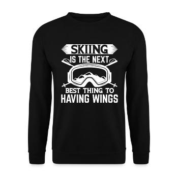 Skifahren Ist Das Nächstbeste Ding - Skifahrer - Unisex Pullover - Schwarz - Vorne - Alina (178cm) & Michal (187cm)
