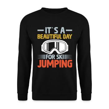 Es Ist Ein Wunderschöner Tag Für Skisprünge - Unisex Pullover - Schwarz - Vorne - Alina (178cm) & Michal (187cm)