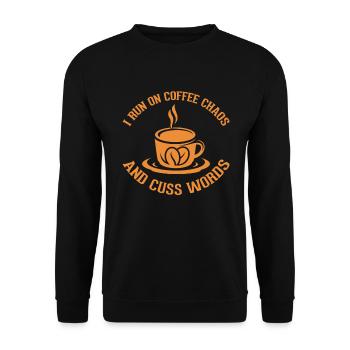 Ich Laufe Auf Kaffeechaos Und Schimpfe - Unisex Pullover - Schwarz - Vorne - Alina (178cm) & Michal (187cm)