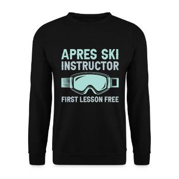 Apres Ski Instructor First Lesson Free - Ski - Unisex Sweatshirt - black - Front - Alina (178cm) & Michal (187cm)