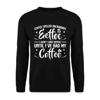 Kaffee Rückwärts Geschrieben Ist Eeffoc - Kaffee - Unisex Pullover - Schwarz - Vorne - Alina (178cm) & Michal (187cm)
