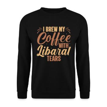Je prépare mon café avec des larmes généreuses - Sweat-shirt Unisexe - noir - Devant - Alina (178cm) & Michal (187cm)