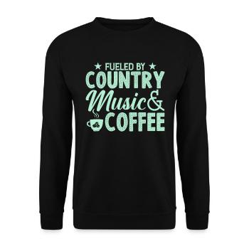 Durch Country Musik Und Kaffee Angeheizt - Unisex Pullover - Schwarz - Vorne - Alina (178cm) & Michal (187cm)