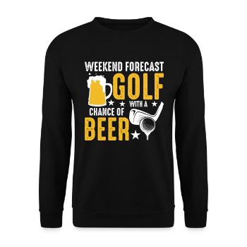Wochenend Prognose Golf Mit Aussicht Auf Bier - Unisex Pullover - Schwarz - Vorne - Alina (178cm) & Michal (187cm)