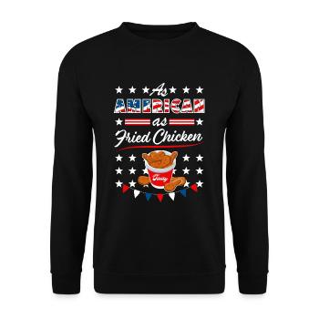 As American As Fried Chicken Lustig USA Design - Unisex Pullover - Schwarz - Vorne - Alina (178cm) & Michal (187cm)