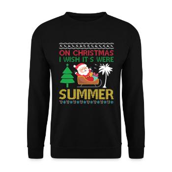 An Weihnachten Wünschte Ich Es Wäre Sommer - Unisex Pullover - Schwarz - Vorne - Alina (178cm) & Michal (187cm)