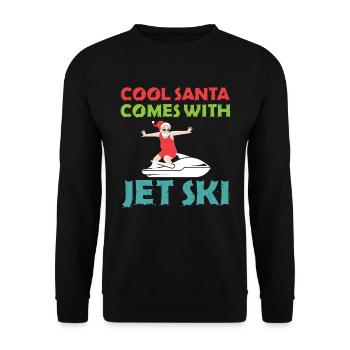 Cooler Weihnachtsmann Kommt Mit Jetski - Christmas - Unisex Pullover - Schwarz - Vorne - Alina (178cm) & Michal (187cm)
