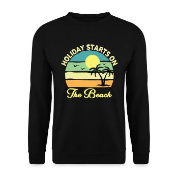 Der Urlaub Beginnt Am Strand - Sommerferien - Unisex Pullover - Schwarz - Vorne - Alina (178cm) & Michal (187cm)