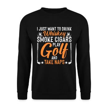 Ich möchte Trinken Rauchen Golfen Und Schlafen - Unisex Pullover - Schwarz - Vorne - Alina (178cm) & Michal (187cm)