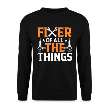 Fixierer Aller Dinge - Hausarbeiter - Unisex Pullover - Schwarz - Vorne - Alina (178cm) & Michal (187cm)
