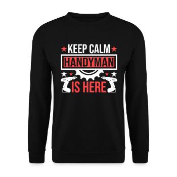 Bleib Ruhig Der Handwerker Ist Da - Hausarbeiter - Unisex Pullover - Schwarz - Vorne - Alina (178cm) & Michal (187cm)