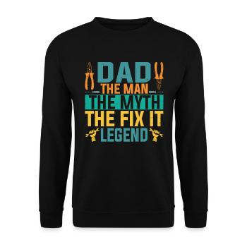 Papa The Man The Myth The Fix It Legend Father - Unisex Sweatshirt - black - Front - Alina (178cm) & Michal (187cm)