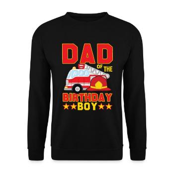 Père du garçon d’anniversaire - pompier - Sweat-shirt Unisexe - noir - Devant - Alina (178cm) & Michal (187cm)