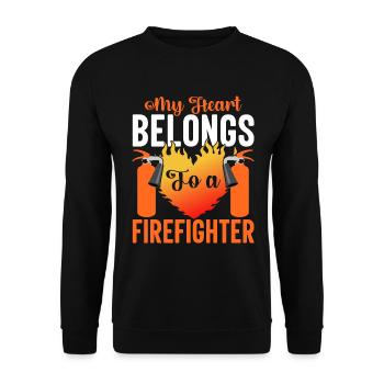 My heart belongs to a firefighter - Unisex Sweatshirt - black - Front - Alina (178cm) & Michal (187cm)