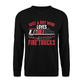 Seulement un garçon qui aime les camions de pompiers - pompiers - Sweat-shirt Unisexe - noir - Devant - Alina (178cm) & Michal (187cm)