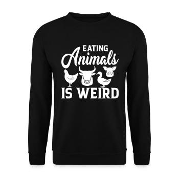 Eating animals is weird - fun vegan - Unisex Sweatshirt - black - Front - Alina (178cm) & Michal (187cm)