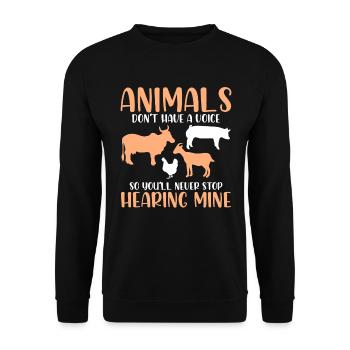 Les animaux n’ont pas de voix, donc vous ne le ferez jamais - Sweat-shirt Unisexe - noir - Devant - Alina (178cm) & Michal (187cm)