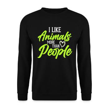 Ich Mag Tiere Mehr Als Menschen - Vegan - Unisex Pullover - Schwarz - Vorne - Alina (178cm) & Michal (187cm)