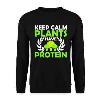 Bleibe Ruhig Pflanzen Haben Proteine - Vegan - Unisex Pullover - Schwarz - Vorne - Alina (178cm) & Michal (187cm)