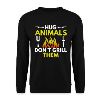 Ne pas griller les animaux - végétalien - Sweat-shirt Unisexe - noir - Devant - Alina (178cm) & Michal (187cm)