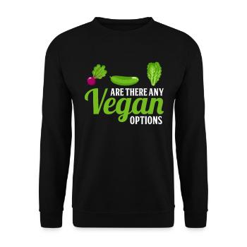 Gibt Es Vegane Optionen - Vegan - Unisex Pullover - Schwarz - Vorne - Alina (178cm) & Michal (187cm)