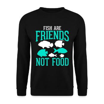 Pisces are friends No food - vegan - Unisex Sweatshirt - black - Front - Alina (178cm) & Michal (187cm)