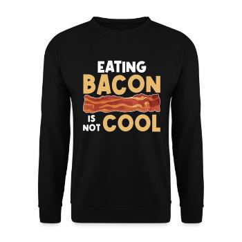 Eating bacon is not cool – vegan - Unisex Sweatshirt - black - Front - Alina (178cm) & Michal (187cm)