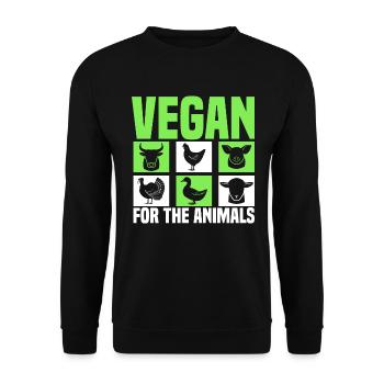 Veganer Für Die Tiere - Veganismus - Unisex Pullover - Schwarz - Vorne - Alina (178cm) & Michal (187cm)
