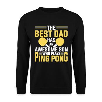 Der Beste Vater Hat Einen Tollen Sohn - Ping Pong - Unisex Pullover - Schwarz - Vorne - Alina (178cm) & Michal (187cm)
