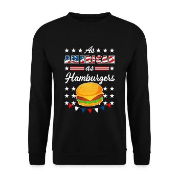As American As Hamburgers 4th of July USA - Sweat-shirt Unisexe - noir - Devant - Alina (178cm) & Michal (187cm)