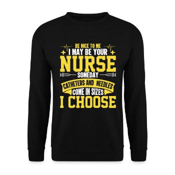 Be nice to me maybe one day I will be - Unisex Sweatshirt - black - Front - Alina (178cm) & Michal (187cm)