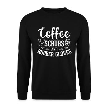 Coffee and rubber gloves - Fun nursing - Unisex Sweatshirt - black - Front - Alina (178cm) & Michal (187cm)