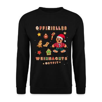 Offizielles Weihnachts outfit Lebkuchen ugly - Unisex Pullover - Schwarz - Vorne - Alina (178cm) & Michal (187cm)