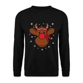 Rudi lets Santa fly Christmas - Unisex Sweatshirt - black - Front - Alina (178cm) & Michal (187cm)