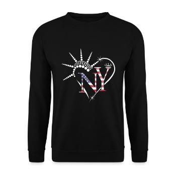 J’adore New York USA Gift Heart - Sweat-shirt Unisexe - noir - Devant - Alina (178cm) & Michal (187cm)
