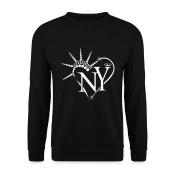 J’adore New York USA Gift Heart - Sweat-shirt Unisexe - noir - Devant - Alina (178cm) & Michal (187cm)