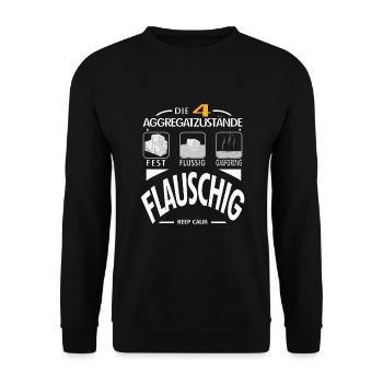 Physik 4 Aggregatzustände Flauschig Dick Geschenk - Unisex Pullover - Schwarz - Vorne - Alina (178cm) & Michal (187cm)