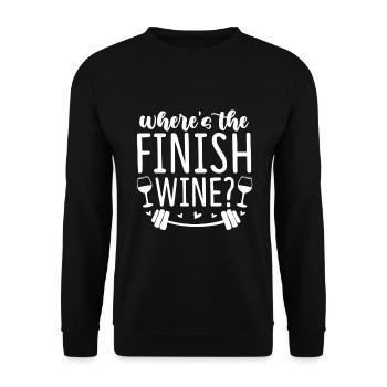 Où est le vin de finition? - Drôle de dicton fitness - Sweat-shirt Unisexe - noir - Devant - Alina (178cm) & Michal (187cm)