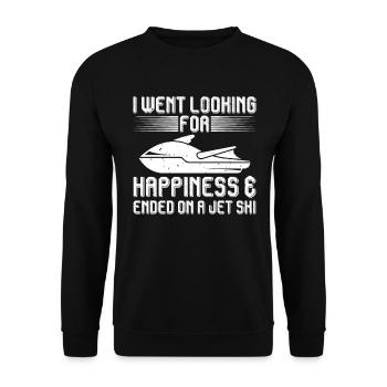 Ich Suchte Nach Glück Und Endete Mit Einem Jetski - Unisex Pullover - Schwarz - Vorne - Alina (178cm) & Michal (187cm)