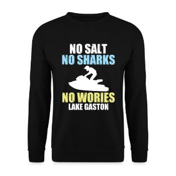 Kein Salz Kein Haie Kein Sorgen Lake Gaston - Unisex Pullover - Schwarz - Vorne - Alina (178cm) & Michal (187cm)