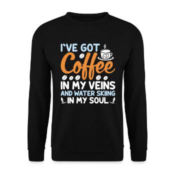 I have coffee in my veins and water skiing - Unisex Sweatshirt - black - Front - Alina (178cm) & Michal (187cm)