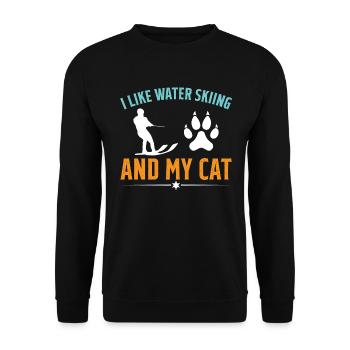 I like water skiing and my cat Waterskier - Unisex Sweatshirt - black - Front - Alina (178cm) & Michal (187cm)